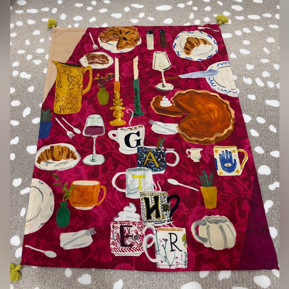 Anthropologie dish towel gather fall autumn thanksgiving tea kitchen home decor